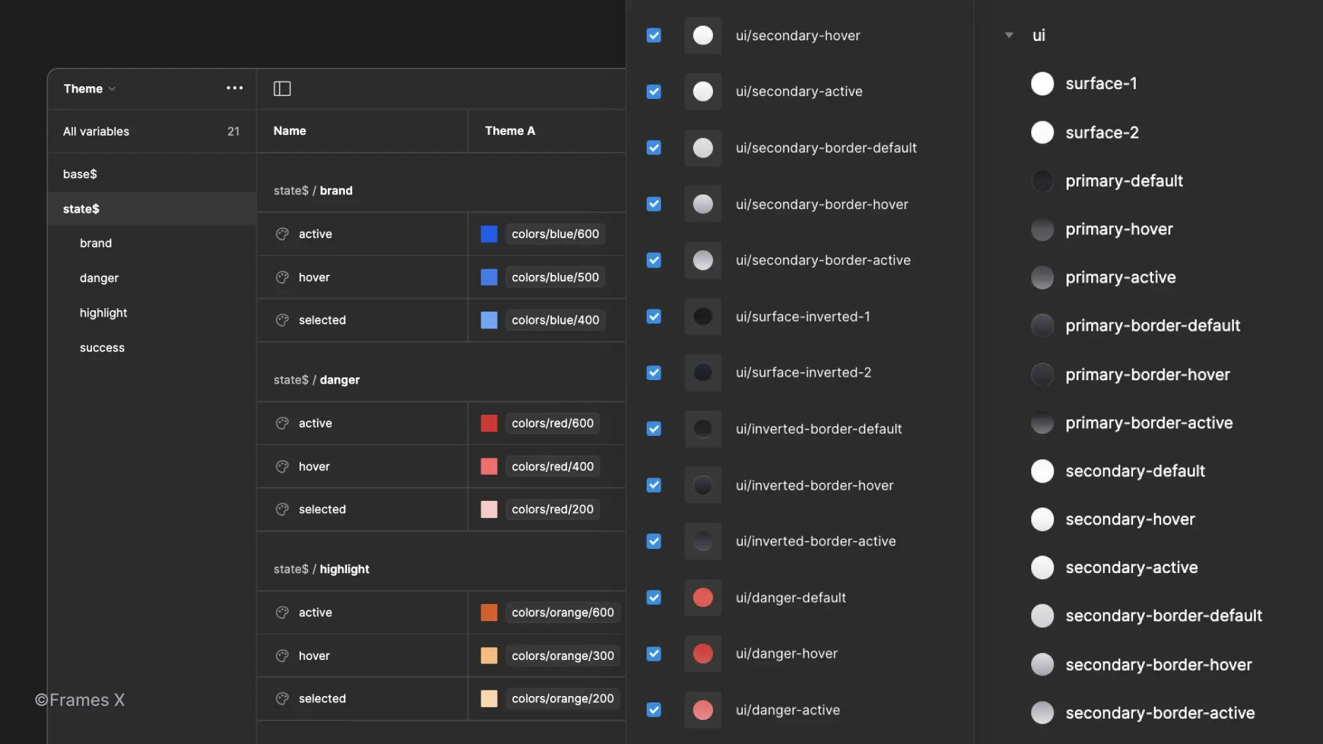 Frames X UI Kit Styles and Figma Variables