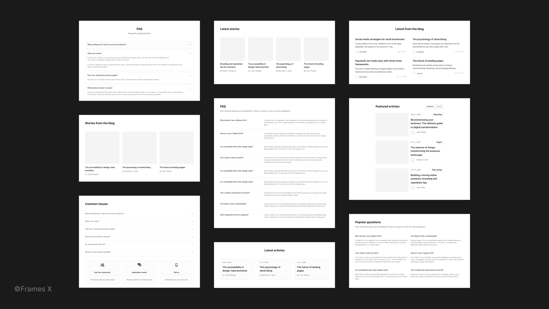 FAQ and Blog UI Templates for Figma