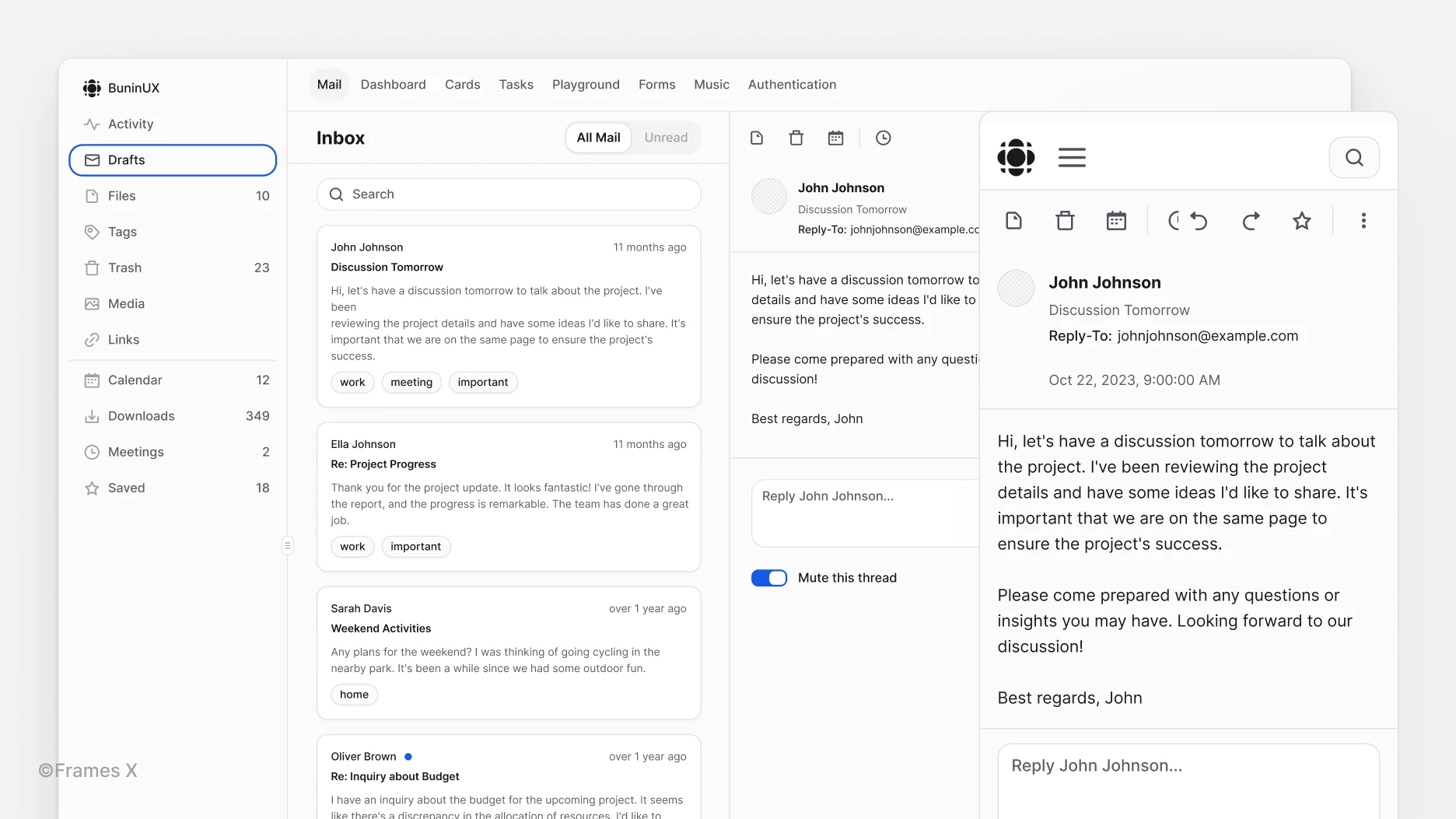 Mail App UI for Figma | Frames X UI Kit