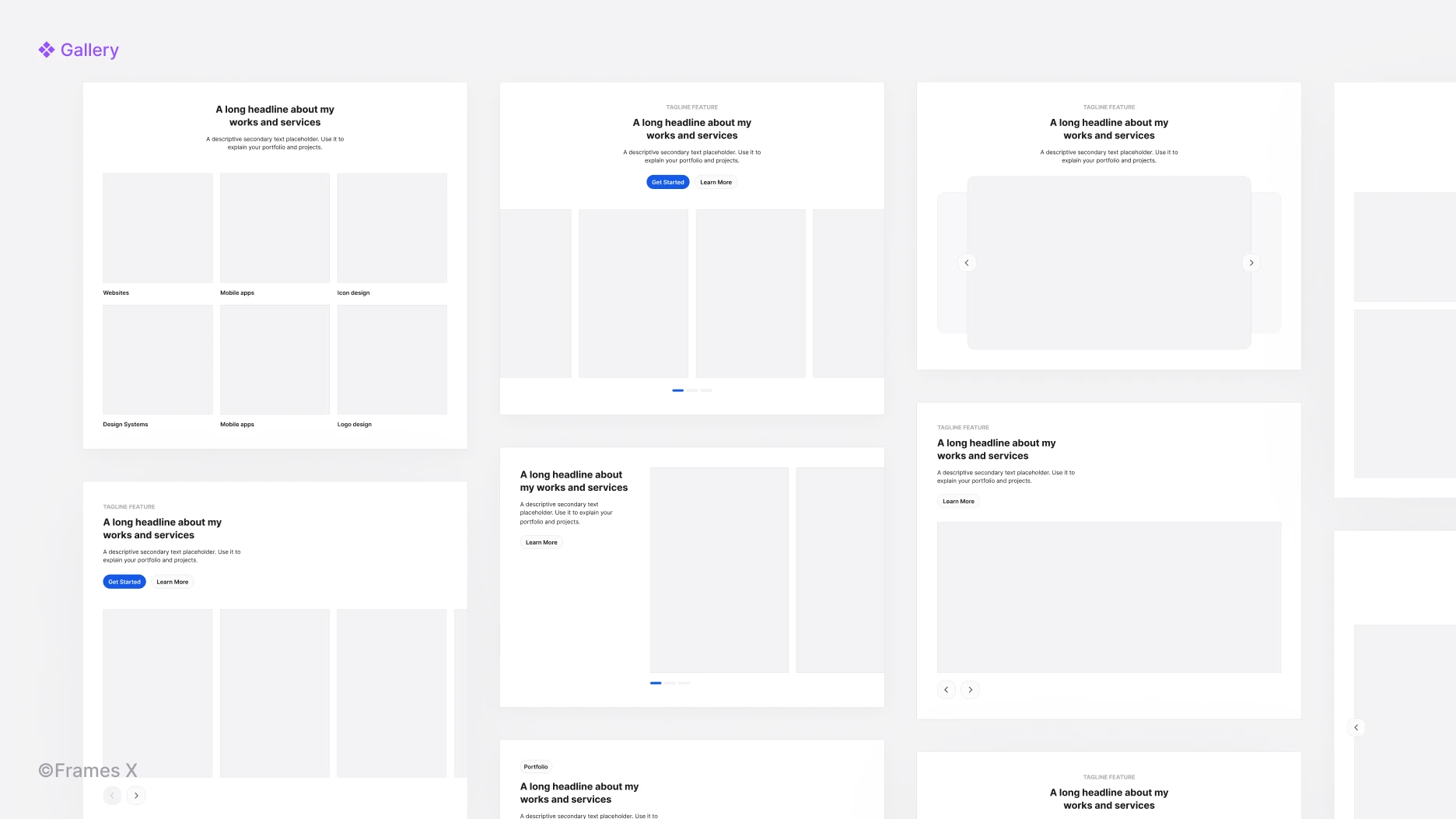 Gallery UI Blocks for Figma | Frames X UI Kit