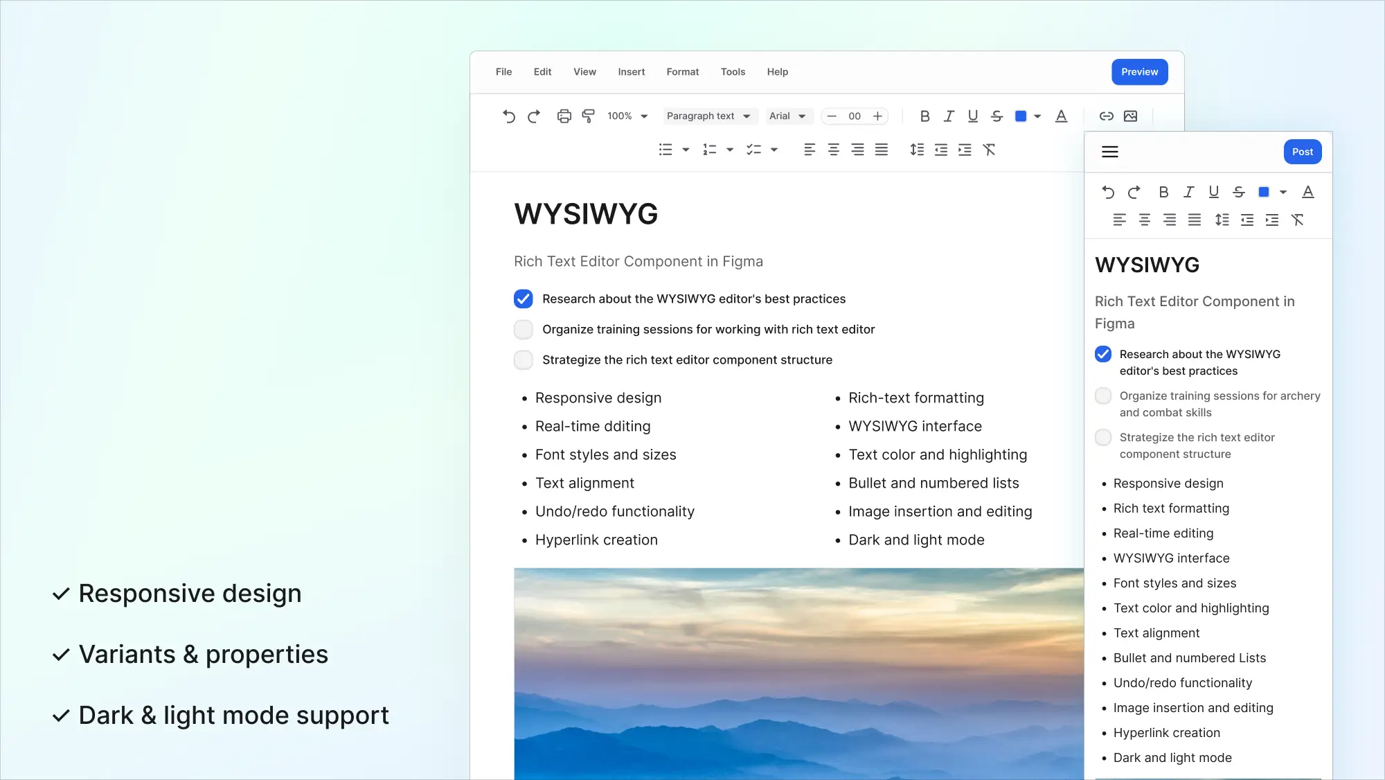 WYSIWYG Text Editor for Figma | Frames X UI Kit
