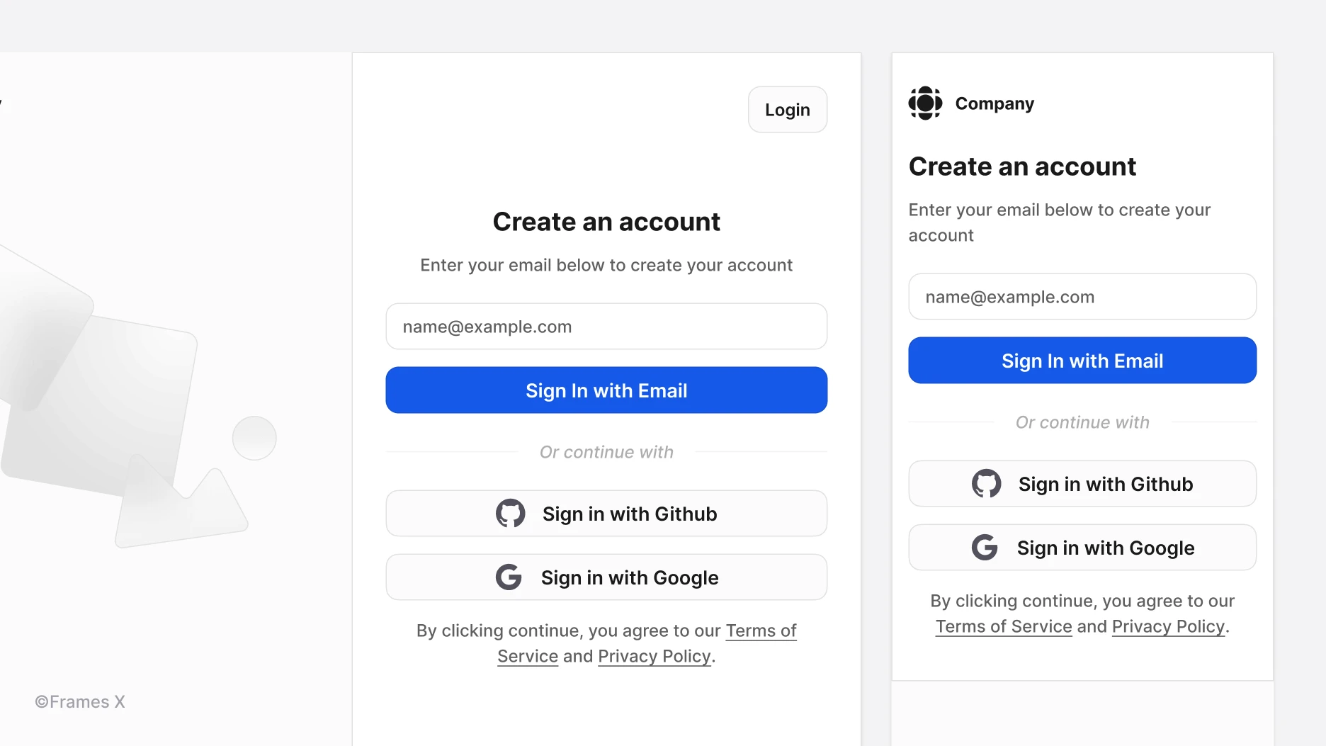 Figma Login Template | Frames X UI Kit
