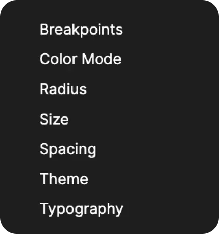 Figma variable collections for UI design